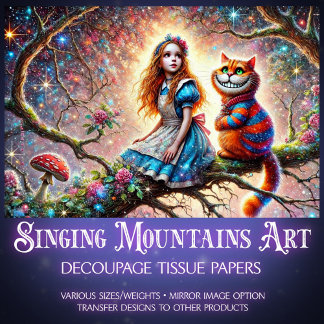 Wonderland Treetop Alice Cheshire Cat Decoupage Tissue Paper