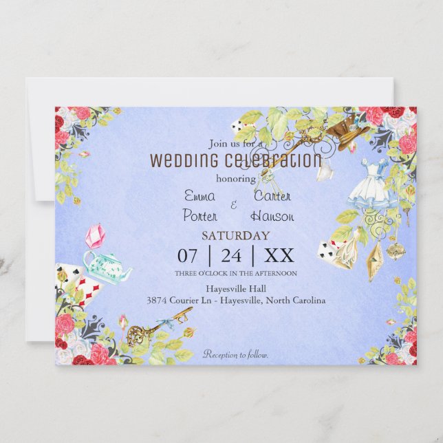 Wonderland Watercolor Spring Wedding Invitation (Front)