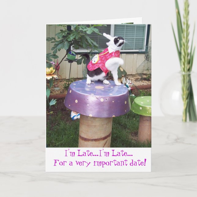 Wonderland White Rabbit Belated Birthday Card (Front)