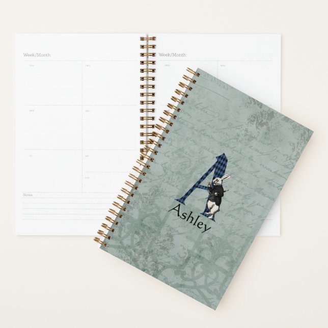 Wonderland White Rabbit Letter A Personalised Planner (Display)