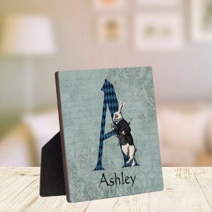 Wonderland White Rabbit Letter A   Plaque