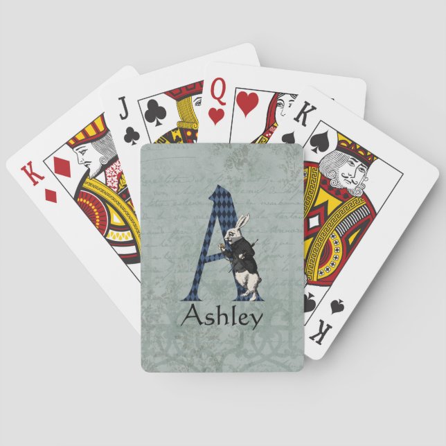 Wonderland White Rabbit Letter A  Playing Cards (Back)
