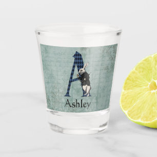 Wonderland White Rabbit Letter A   Shot Glass