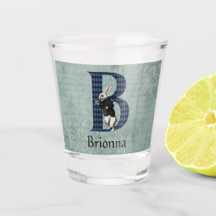 Wonderland White Rabbit Letter B  Shot Glass