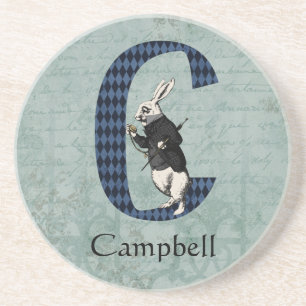 Wonderland White Rabbit Letter C   Coaster