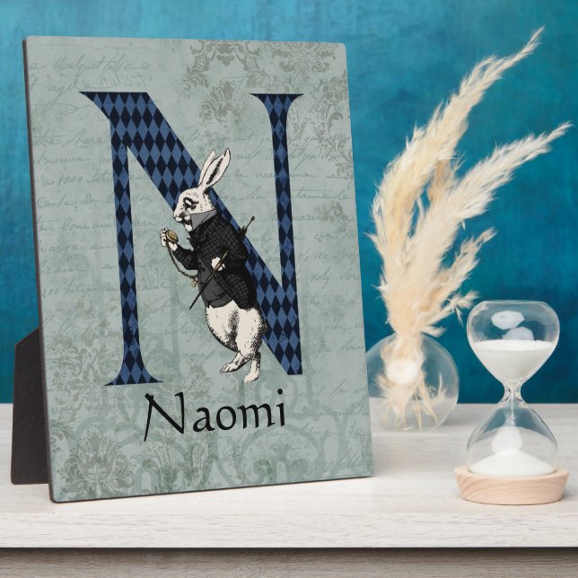 Wonderland White Rabbit Letter N  Plaque (Side)