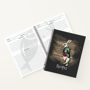 Wonderland White Rabbit Mint Recipes Notebook