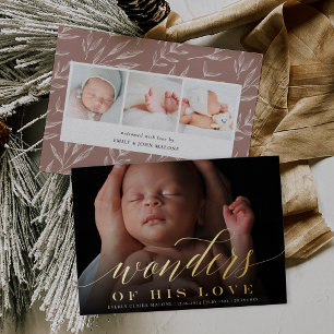 Wonders Holiday Photo Foil Birth Announcement