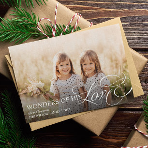 Wonders of His Love Christian Christmas 3 Photo  Holiday Card