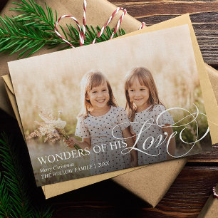 Wonders of His Love Christian Christmas 4 Photo Holiday Card