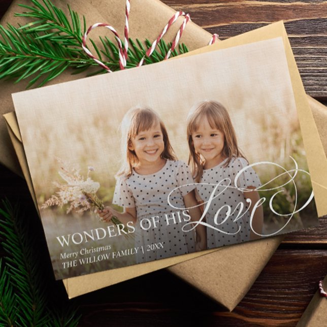 Wonders of His Love Christian Christmas 4 Photo  Holiday Card (Creator Uploaded)