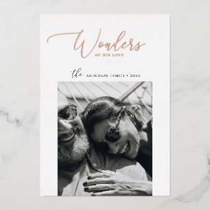 Wonders of His Love   Elegant Gold Christmas Photo Foil Holiday Card
