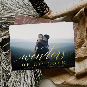 Wonders of His Love Full Photo Foil Holiday Card