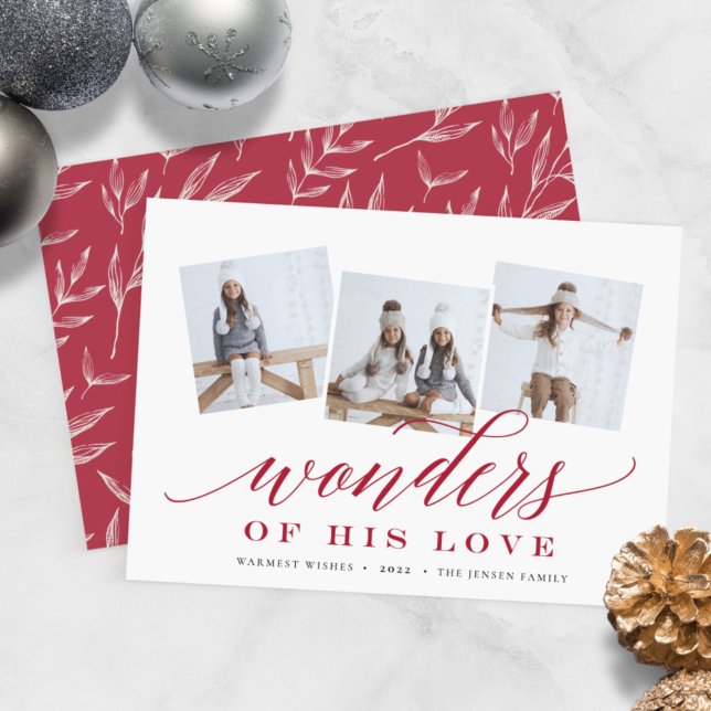Wonders of His Love | Holiday Photo Collage Card (Creator Uploaded)