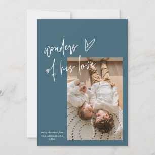 Wonders Of His Love One Photo Religious Christmas  Holiday Card
