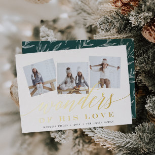 Wonders of His Love Photo Collage Foil Holiday Card