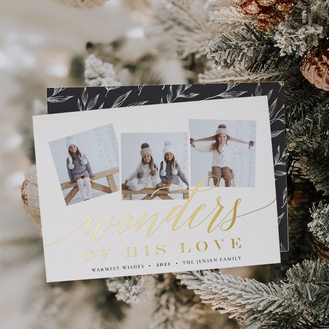 Wonders of His Love | Photo Collage Foil Holiday Card (Creator Uploaded)