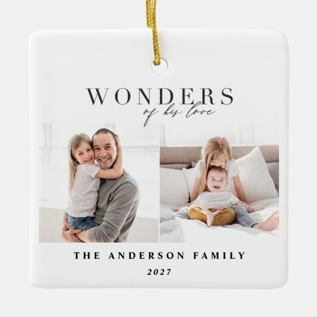 Wonders of his love religious Christmas Ceramic Ornament (Front)