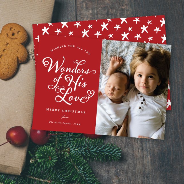 Wonders of His Love Religious Christmas Photo Holiday Card (Creator Uploaded)