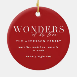 Wonders of his love religious Christmas plaid Ceramic Ornament