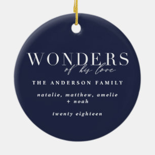 Wonders of his love religious Christmas plaid Ceramic Ornament