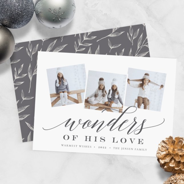 Wonders of His Love | Religious Photo Collage Holiday Card (Creator Uploaded)