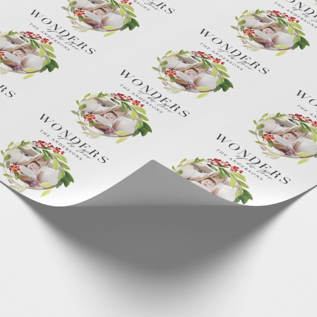 Wonders of his love watercolor foliage photo wrapping paper (Corner)