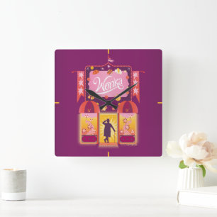 Wonka Candy Store Graphic Square Wall Clock