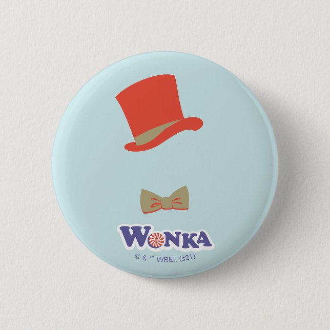 Wonka Top Hat & Bow Tie 6 Cm Round Badge (Front)