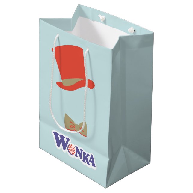 Wonka Top Hat & Bow Tie Medium Gift Bag (Front Angled)