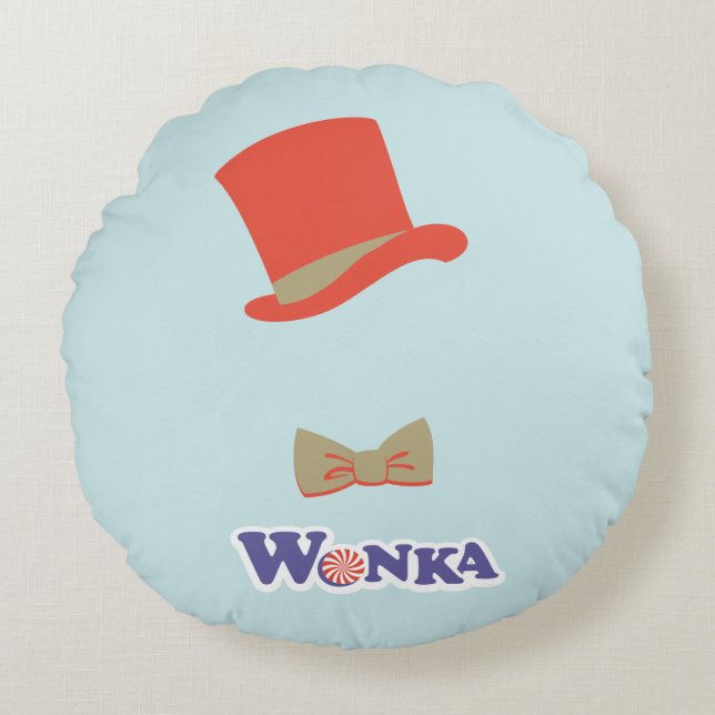 Wonka Top Hat & Bow Tie Round Cushion (Front)