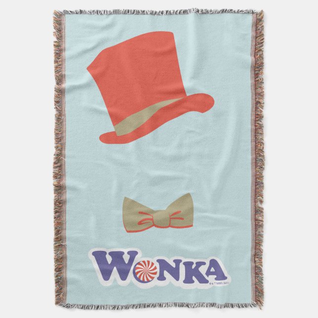 Wonka Top Hat & Bow Tie Throw Blanket (Front Vertical)