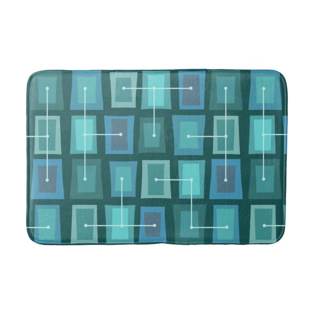 Wonky Doors Smaller Ocean Blue Bath Mat (Front)