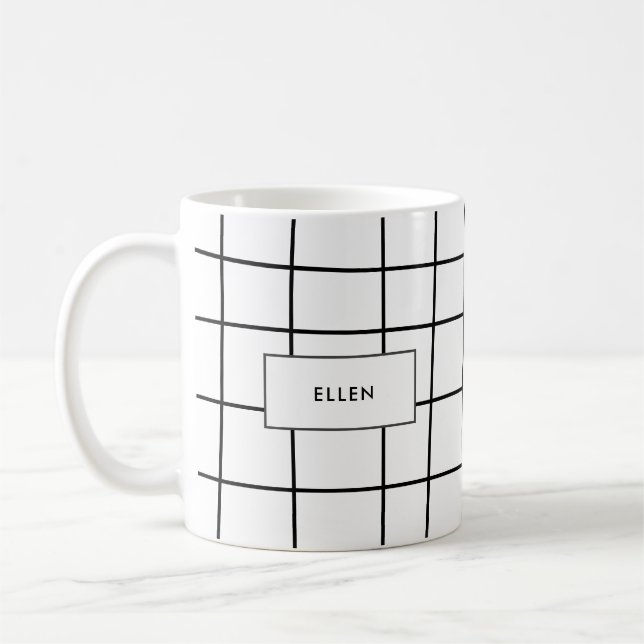 Wonky grid lines coffee mug (Left)