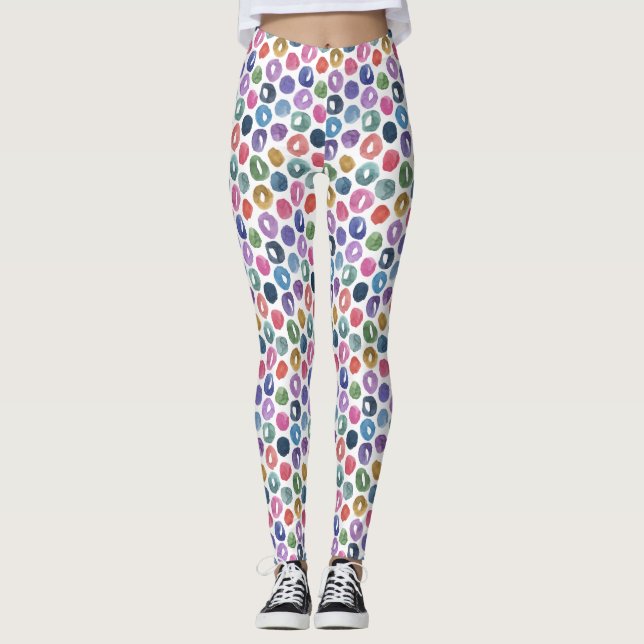 Wonky Rainbow Dots Leggings (Front)
