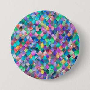 Wonky Rainbow Glitter Metal Mermaid Scales 7.5 Cm Round Badge
