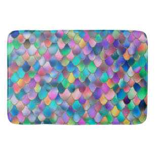 Wonky Rainbow Glitter Metal Mermaid Scales Bath Mat