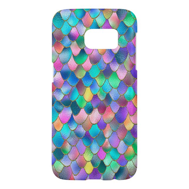 Wonky Rainbow Glitter Metal Mermaid Scales Case-Mate Samsung Galaxy Case (Back)