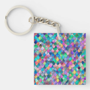 Wonky Rainbow Glitter Metal Mermaid Scales Key Ring