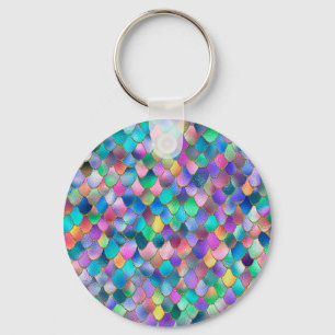 Wonky Rainbow Glitter Metal Mermaid Scales Key Ring