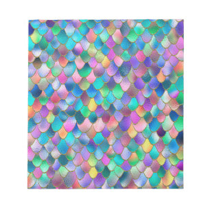 Wonky Rainbow Glitter Metal Mermaid Scales Notepad