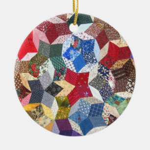 Wonky Star Quilt Ceramic Ornament