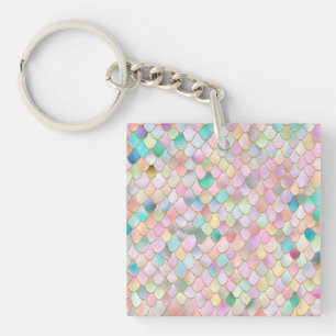 Wonky Trendy Rainbow Girl Metal Mermaid Scales Key Ring