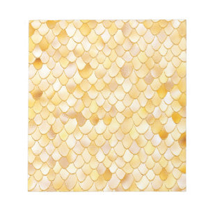Wonky Watercolor Gold Glitter Metal Mermaid Scales Notepad