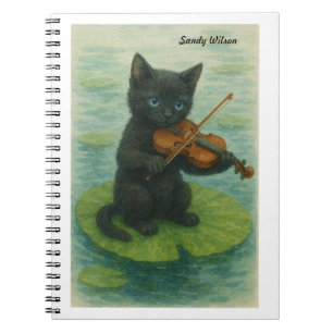 Wonky Zoo Black Kitty Spiral Photo Notebook