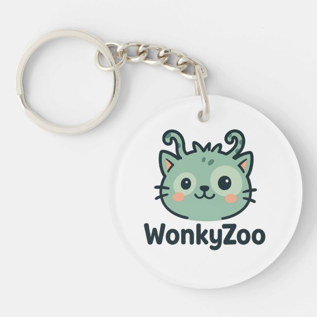 Wonky Zoo Cat Acrylic Keychain (Front)