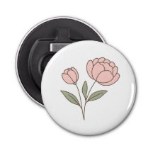 Wonky Zoo Peonies Button Bottle Opener