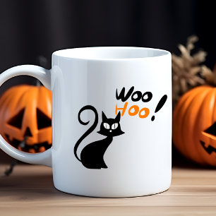 Woo Hoo! Black Cat Halloween Mug