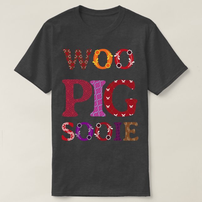 Woo Pig quilted LETTER T-Shirt (Design Front)