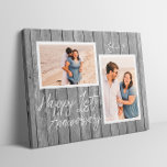 Wood 1st Wedding Anniversary Custom Photo Collage Faux Canvas Print<br><div class="desc">Custom photo collage canvas for a 1st wedding anniversary. Features a grey wood background image and can be personalised with the couple's initials or any custom text to celebrate your first year married.</div>